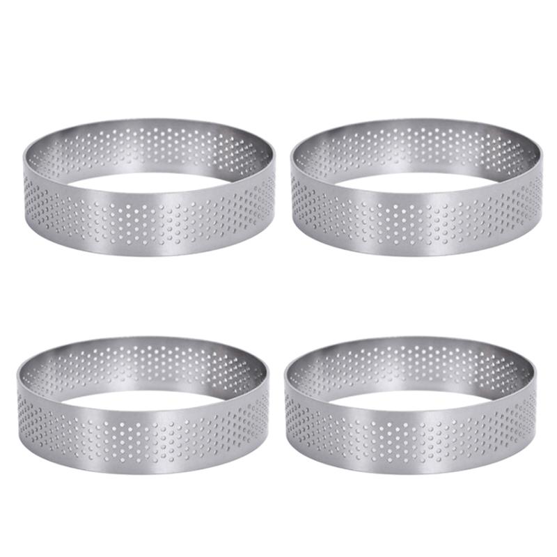 1/4/6 Stück Runde Tartelette-Ringe Edelstahl Tarteform Perforiert Obstkuchen Quiche Kuchen Mousseform Küche Gebäck Backform
