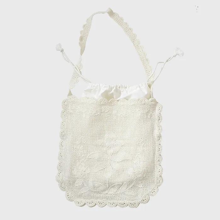 FLOWER LACE KNIT SHOULDER BAG IVORY