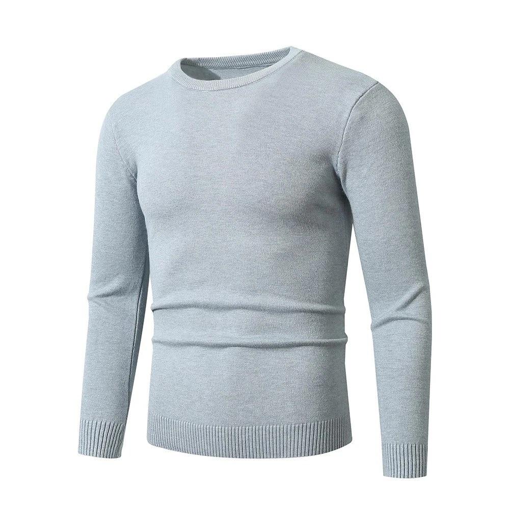 Men S Slim Fit Crew Neck Long Sleeve Knit Sweater Autumn Casual