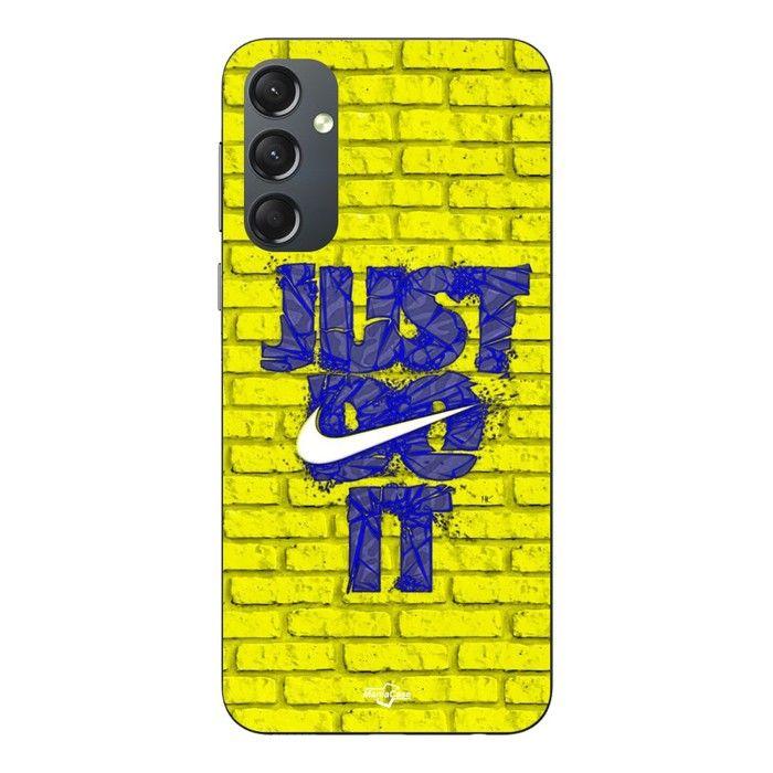 Coque de téléphone - MANIACASE - Samsung Galaxy A34 - Silicone - Logo 'Just Do It' - Couleur Bleu/Jaune
