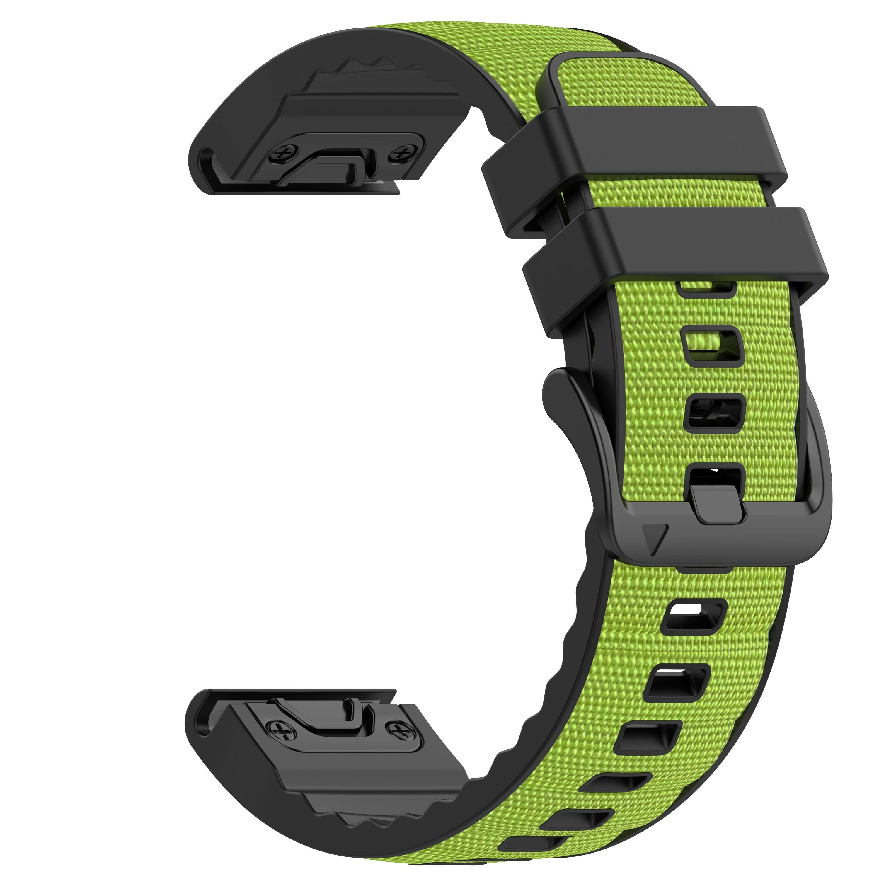 

Нейлон+Силикон 22мм 26мм Спортивный ремешок для часов Garmin Fenix 8 Pro E 7X 6 Tactix 8 Forerunner 970 Epix Gen2 G2 Быстросъемный ремешок 22MM лаймовый