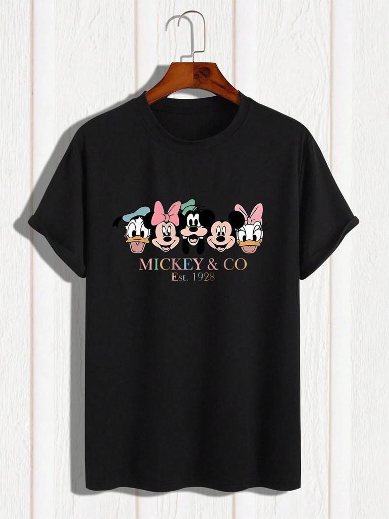 Disney Printed Women's Men's T-shirts A Regular Pure Cotton T-Shirt In A Summer Casual Style Tee Unisex Men Clothing Y2k Clothes