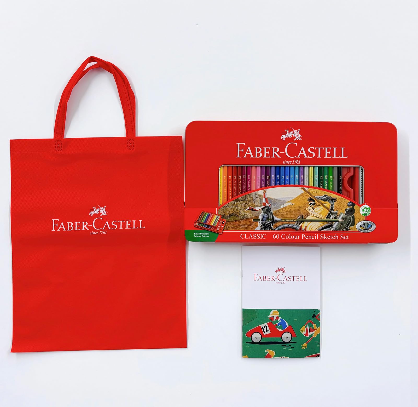 

Цветные карандаши Faber-Castell, набор 60 цветов, блокнот, сумка-тоут