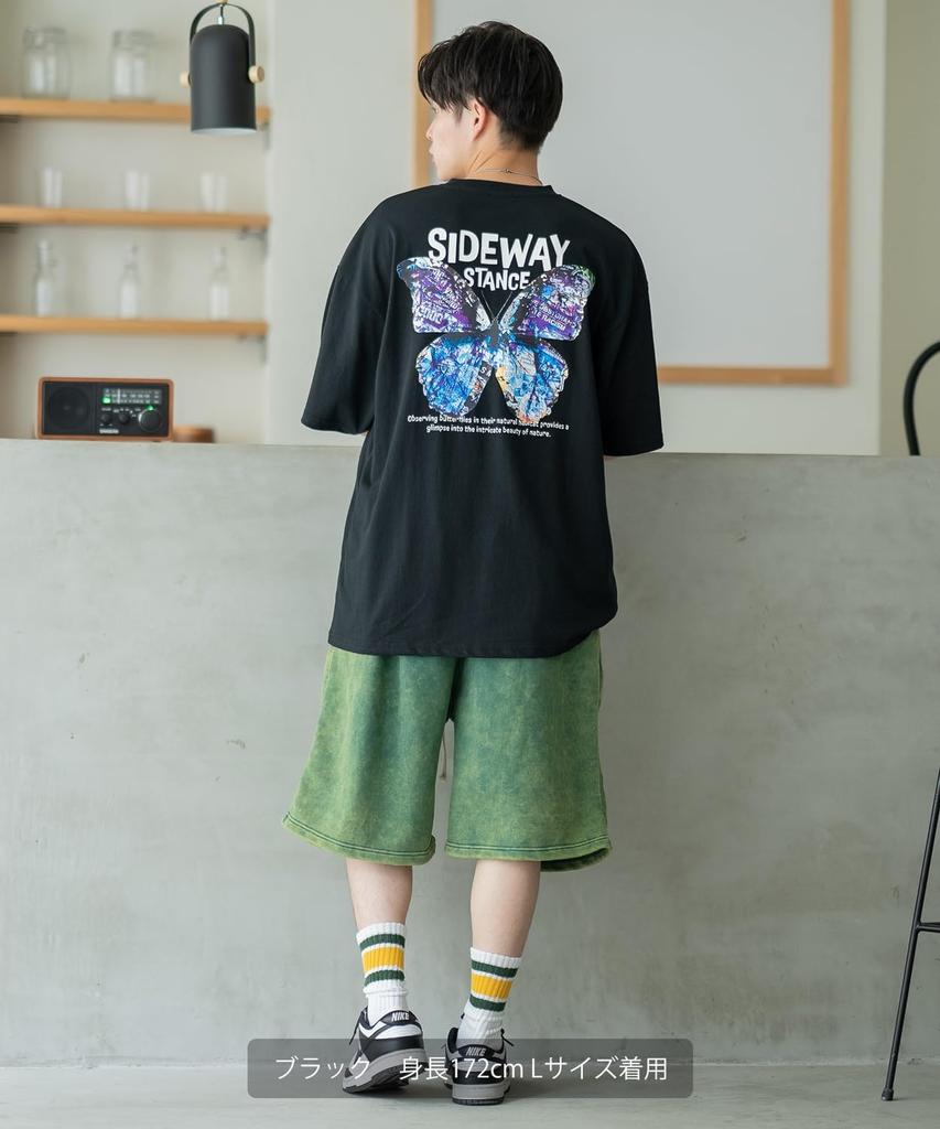 IMPROMES Casual SIDEWAYSTANCE Art Butterfly Short Sleeve T-Shirt, Men's, White