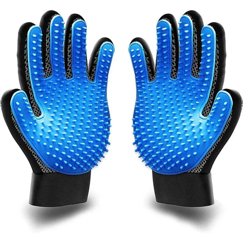 Professional Pet Grooming Glove 2 in 1 Deshedding Brush and Bath Massager for Dogs Cats Rabbits Gentle Hair Remover DeMatting