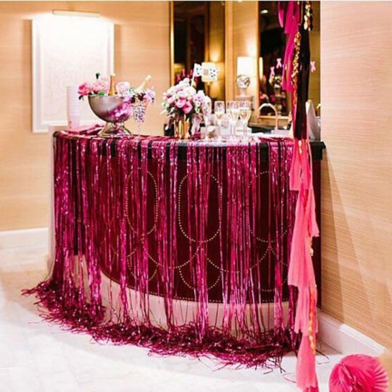 1*2m Rose Gold Metallic Foil Tinsel Fringe Curtain Door Rain Wedding Birthday Party Decoration