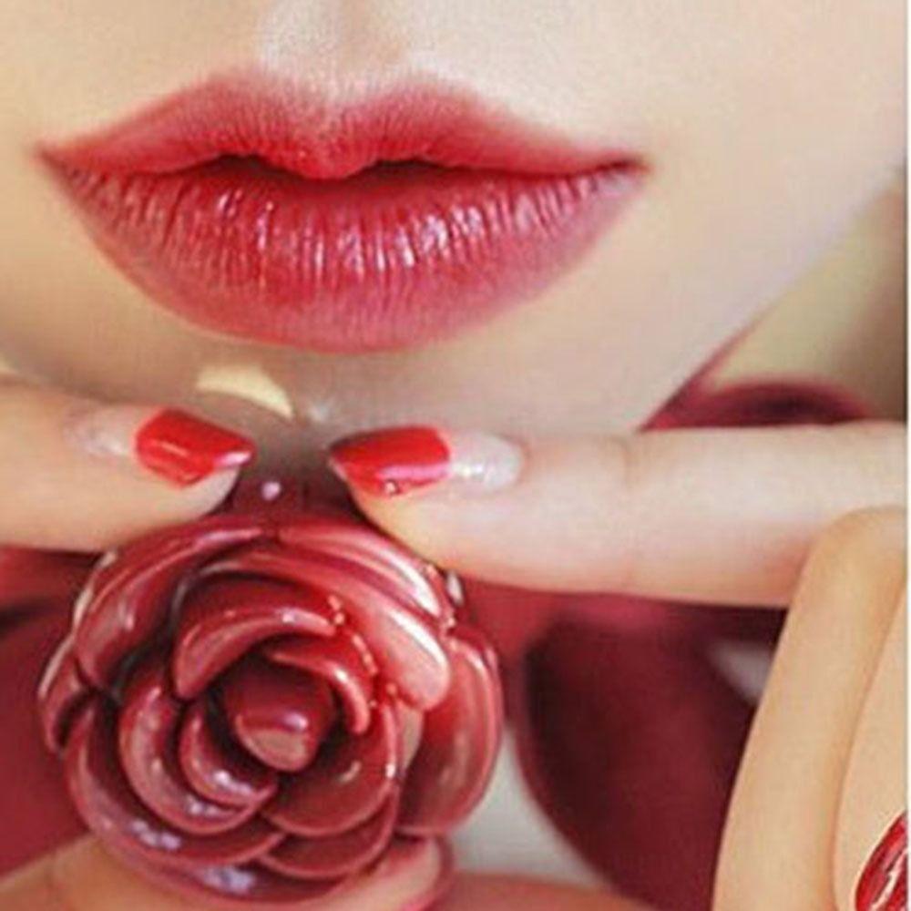 Small Mirror Cosmetic Lip Balm Container 3D Rose Empty Refillable Eyeshadow  Pot  Women