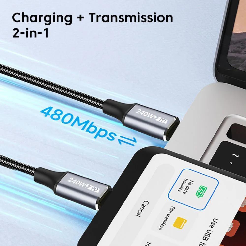 USB C Fast Charging Data Cable 90 Degree Type-C Data Cord PD 240W 48V 5A High-Speed for iPhone 15 USB Type-C Mobile Phone Cords