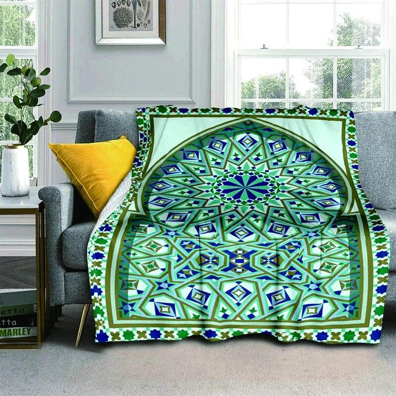 Müslüman Namaz HD Yumuşak Peluş Yatak Atma Karikatür Piknik Ince Battaniye Modern Flanel Battaniye Kapak Gedruckt Bettdecke Geschenk