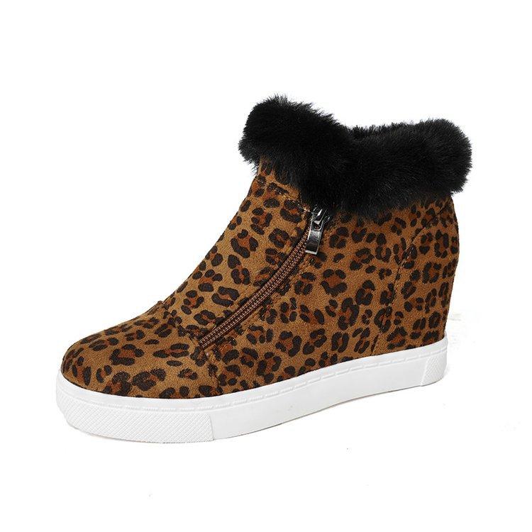 

Зимние новые бархатные утолщенные сноубутсы на толстой подошве для женщин, теплые полотенца большого размера, короткие ботинки, хлопковые туфли для женщин 43 цветной печати леопарда