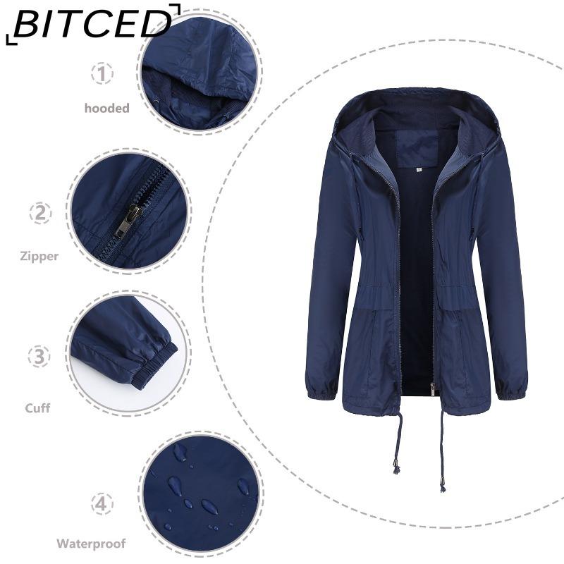 BITCED Hooded Outdoor Raincoat - Short Trench-Style Cardigan Jacket