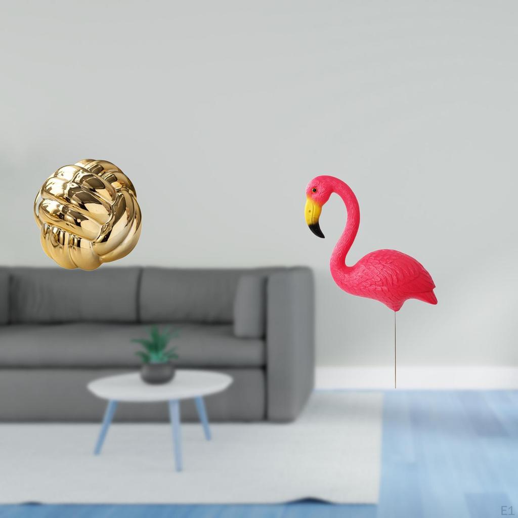 Aesthetic Ceramic Yarn Ball Sculpture And Flamingo Bird Figurine Ornament for Living Room Countertop