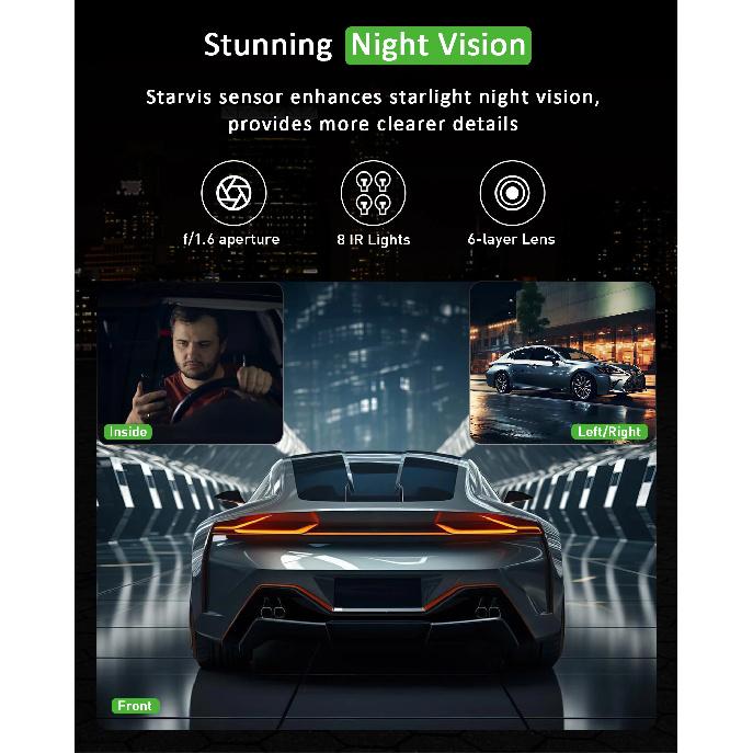 3 Channel Dash Cam Video Recorder Three Lens Car Camera with Rear View DVR 24H Parking Monitor Black Box Car Accessories