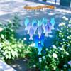 Handmade Blue Glass Fish Wind Chime Large Outdoor/Indoor Hanging Decor