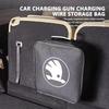 Car Logo Cable Case Charging Gun Storage Bag Waterproof Cable Organizer For Skoda octavia a5 a4 mk1 2 fabia superb rapid mk3 xknp33