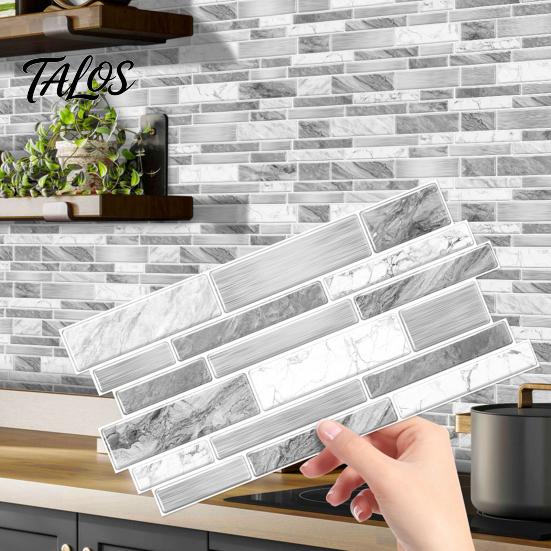Waterproof Tile Stickers for Balcony Marble Look Wall Tiles, Self-Adhesive PVC Backsplash Tiles Kitchen Oil-proof Peel And Stick Bathroom Easy to Cut