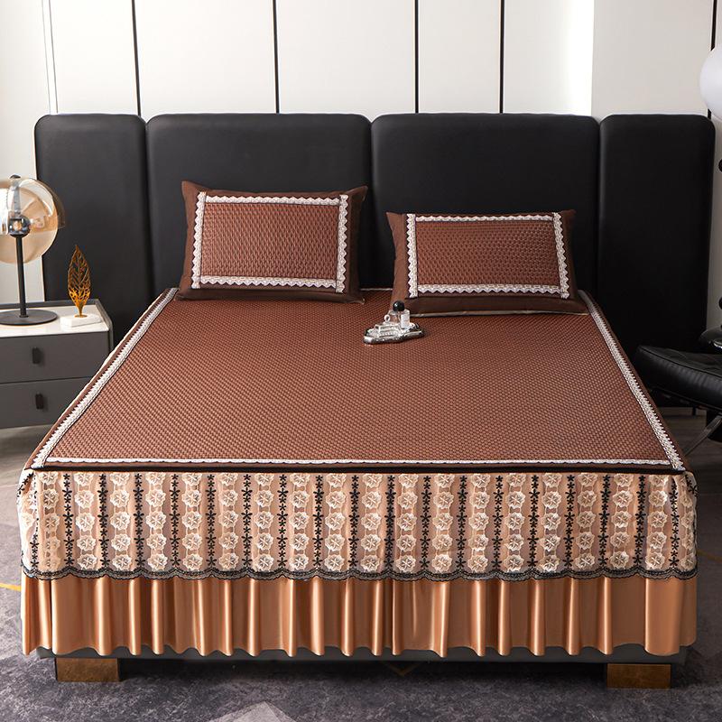 Detachable Bed Skirt Summer Bed Mat For Home Baby Safe Ice Rattan Mat Cool Summer Bedding Grass Mat Mother And Baby Level Ideal For Hot Weather