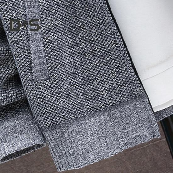 Winter Men Jacket Thickened Fleece Hooded Drawstring Zip-up Long Sleeves Sweater Coat Pockets Elastic Cuff Retro Knitted Daily Wear Outerwear Jacket