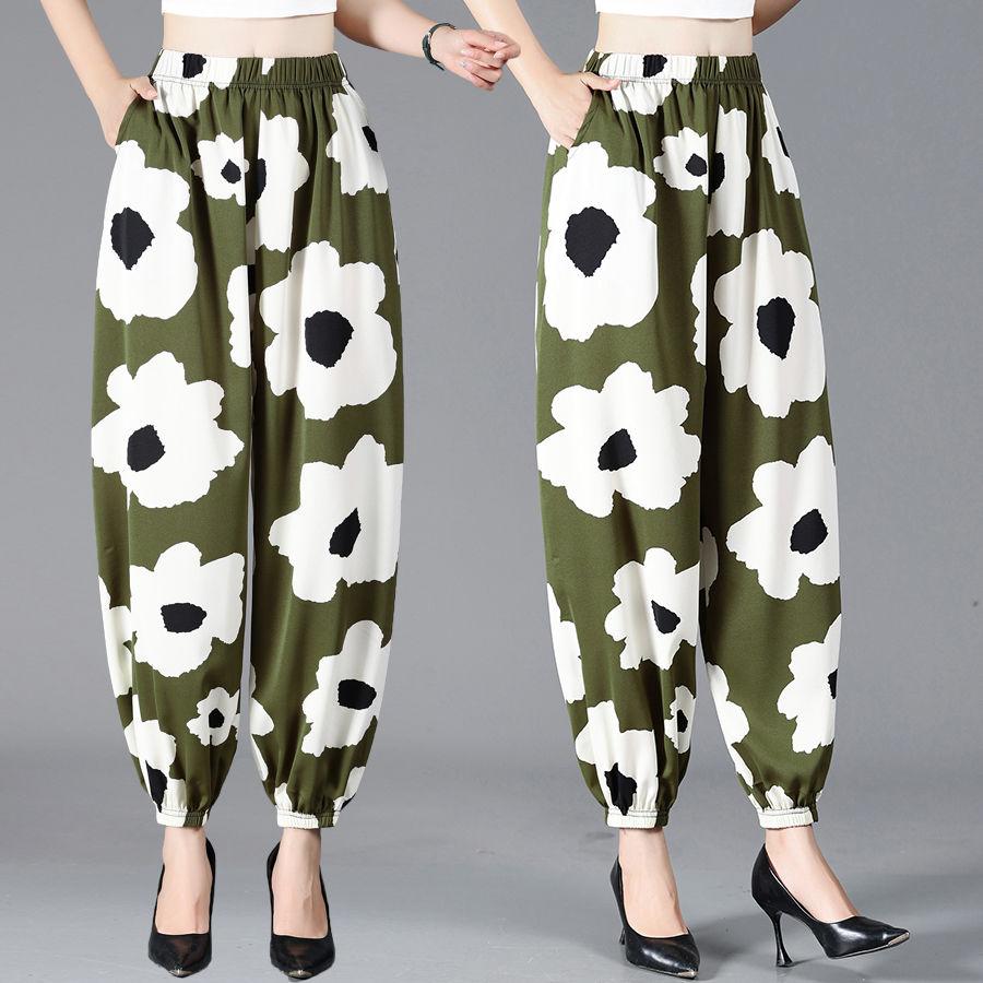 Middle Aged and Elderly Summer Pants Mom Thin Quick Drying Lantern Pants Women Summer Leg Pants