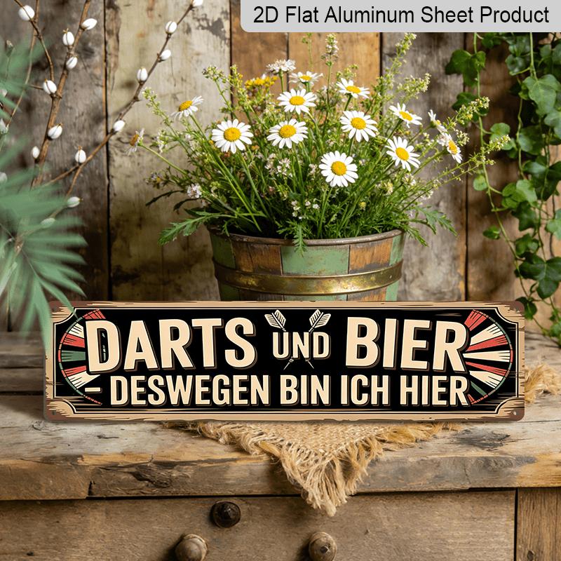 2D Flat, 1pc, German Aluminium Decorative Sign, Hier Mit Der Flamme Seines Lebens Aluminium Sign, Rustic BBQ Quote Aluminium Plaques, Outdoor Wall