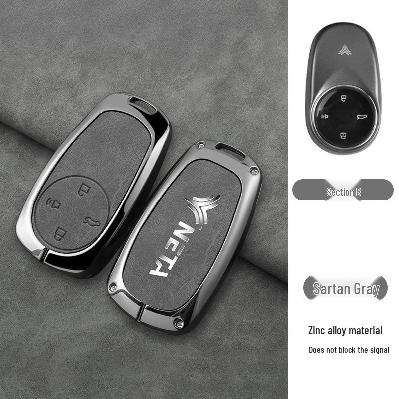 Nezha V Key Case - GT High-End Pro Full Wrap Metal Protective Shell with Buckle for New Energy Vehicles.