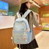 Natureinspired Nylon Backpack With Drawstrings And Geometric Pattern For Teens
