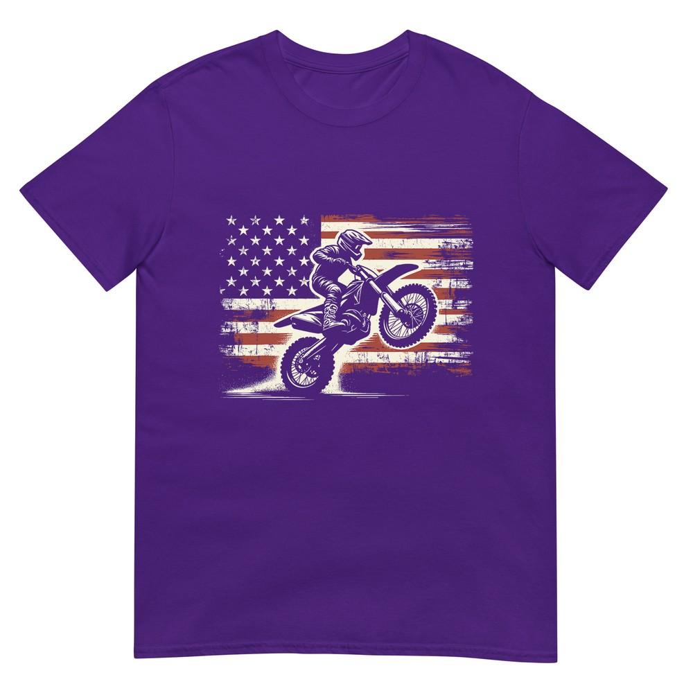 Dirt Bike American Flag Motocross Biker Vintage Usa TShirt Small Black