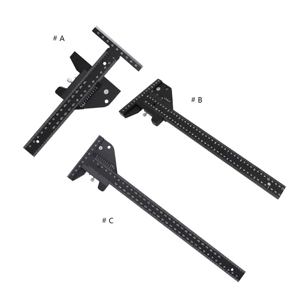 Multi Depth Gauge Aluminum Alloy Carpenter Mark T-Ruler Back Magnet Marking Measuring Gauge Removable Limit Gauge Measuring Tool