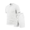 Summer Retro Men's Loose Knit Henley Shirt & Shorts Set
