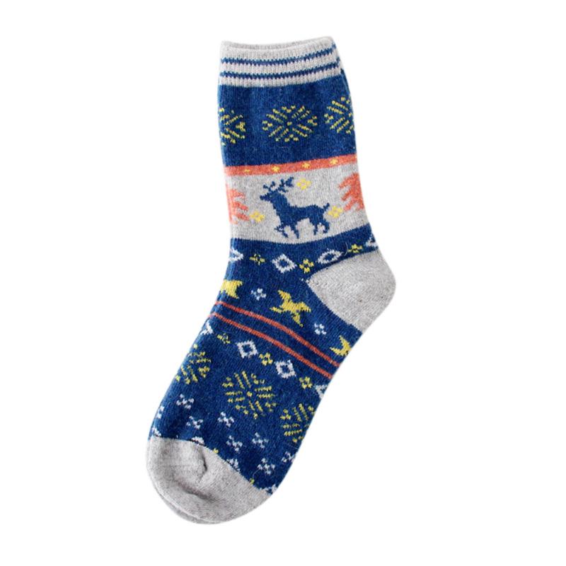 Women Winter Warm Woolen Socks Cute Cartoon Christmas Elk Socks