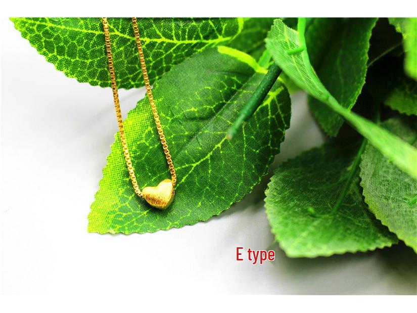 Stylish European Hollow Heart Gold Necklace with Vietnamese Sand Gold - Long-lasting Women's Jewelry