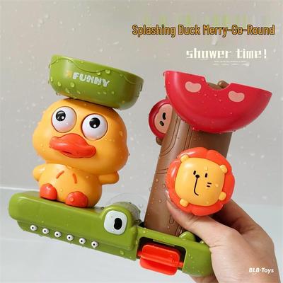 Kinder Cartoon Ente Wasserspiel Badespielzeug mit drehbarer Saugnapf-Dusche