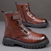 Martin-kängor herr brittisk stil höga tjocksulade höjdökande verktygsläderkängor herr läder höga lokomotiv trendiga herrskor