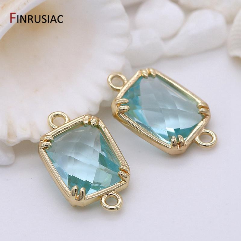 DIY Jewelry Accessories New Korean Style Zircon Connector 14K Gold Plated Beautiful Colors Component For Jewelry Making Supplies