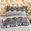 2pcs Velvet Pillow Case Luxury 48x74cm Pillow Cover Quilted Lace Bed Decorative Rectangle Pillow Shams Warm Solid Color