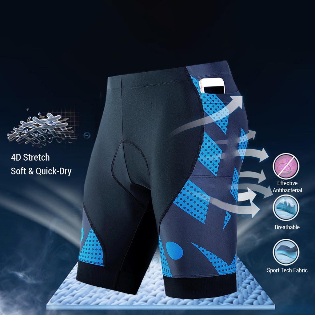 Ademende Fietsbroek Heren 4D Gewatteerd Schokbestendig Fietsbroek Sneldrogend Halve Broek