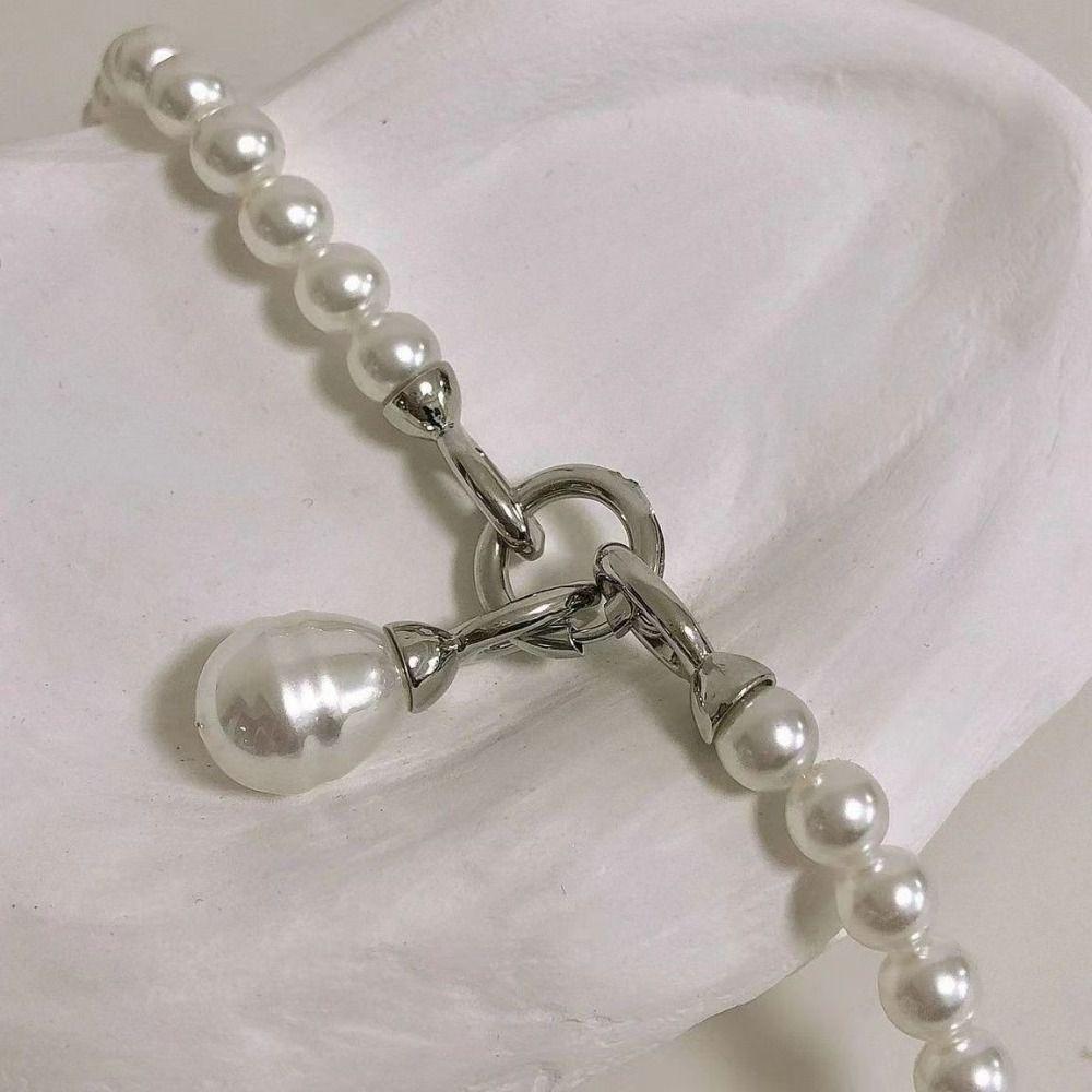 White Pearl Choker Multilayer Pearl Pendant Accessory Detchable Pearl Beaded Necklace  Party