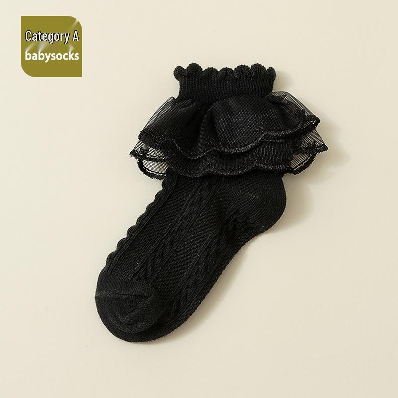 Mädchen-Socken mit Spitzenbesatz für Frühling und Herbst, mittellang: Doppellagig, Vielseitig, für Kleinkinder und Kinder