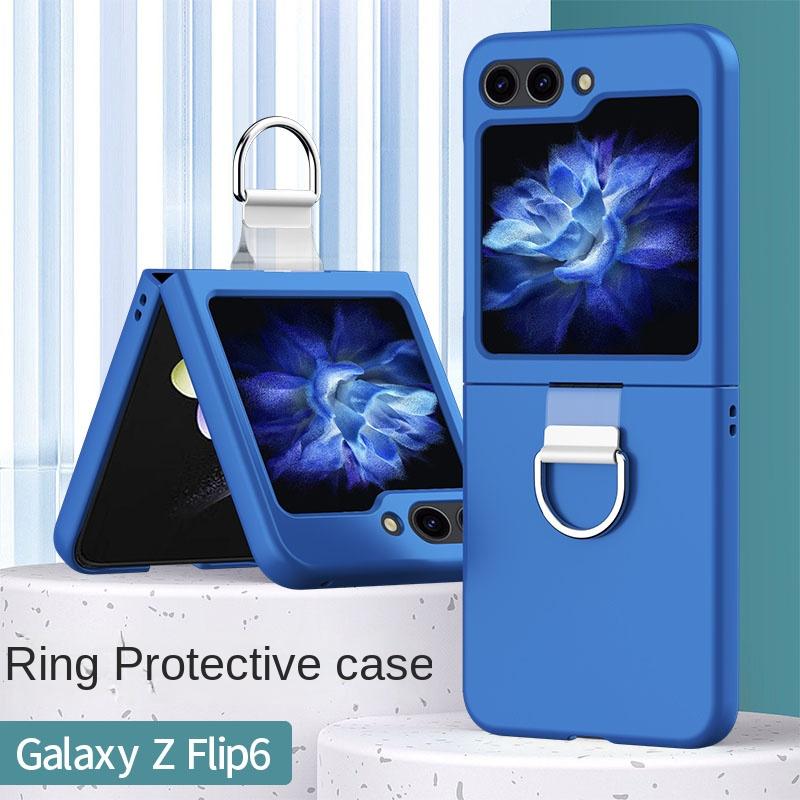 Hårt Skal Plast Ring Telefonfodral för Samsung Galaxy Z Flip 6 5 4 3 Flip6 Flip5 Flip4 Flip3 5G Skyddande Stöttåligt Skal