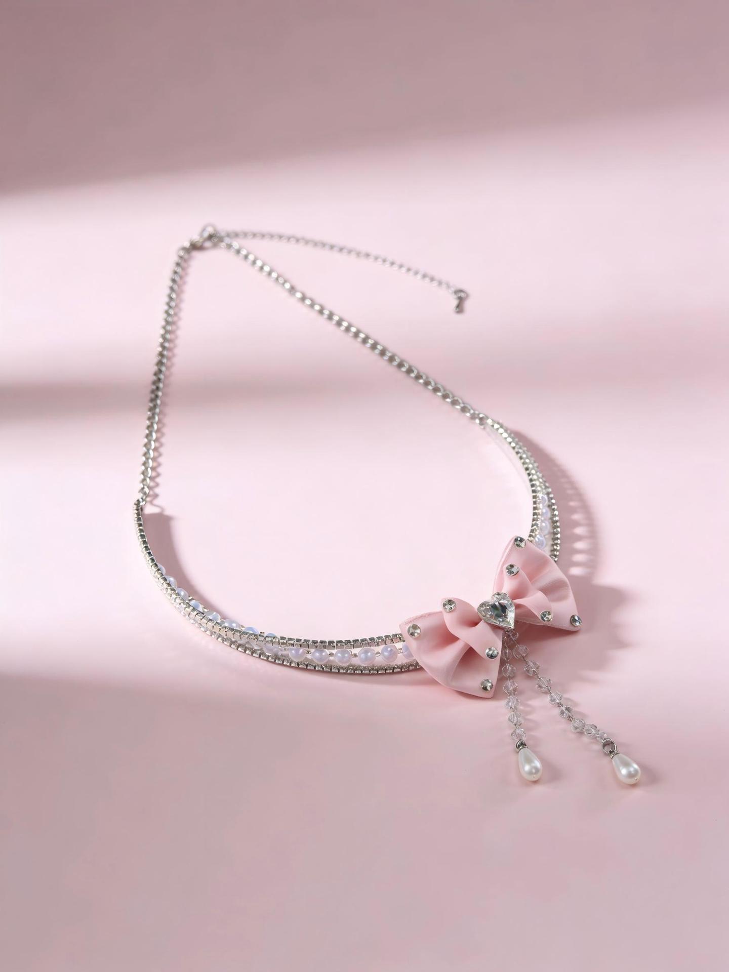 

Sweet Temperament Bow Zircon Necklace Design Choker Neck Chain Jewelry