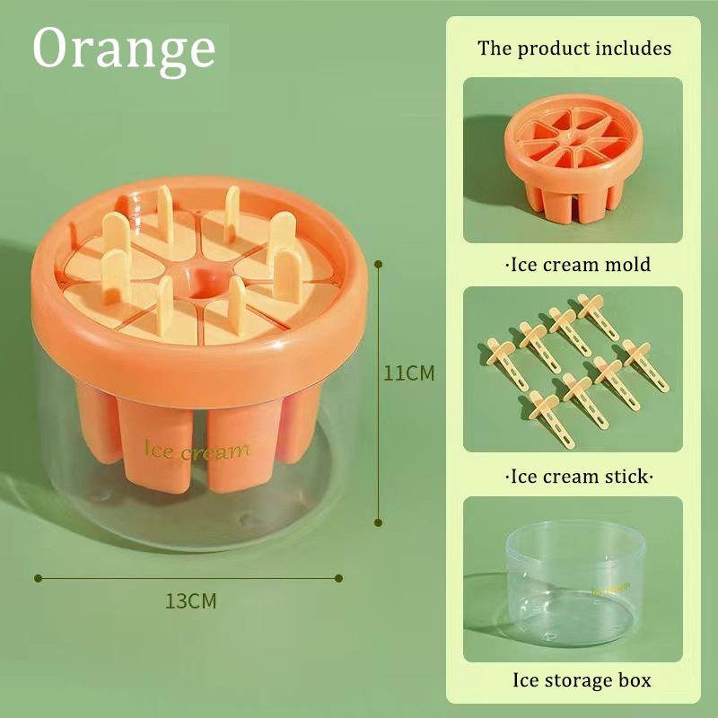 

8 Holes DIY Ice Cream Pops Silicone Mold Ice Cream Ball Maker Popsicles Molds Baby Fruit Shake Home Kitchen Accessories Tool помаранчевий
