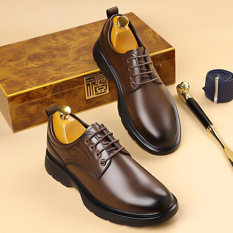 Fashion Luxury Men's Leather Shoes Elegant Gentleman Style Work and Office Outdoor Adult Fashion Street Plus Size Suit shoesBlack