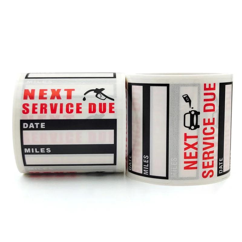 120pcs/roll Oil Change Maintenance Service Reminder Stickers Window Sticker PET Adhesive Labels Car Sticker "NEXT SERVICE DUE"