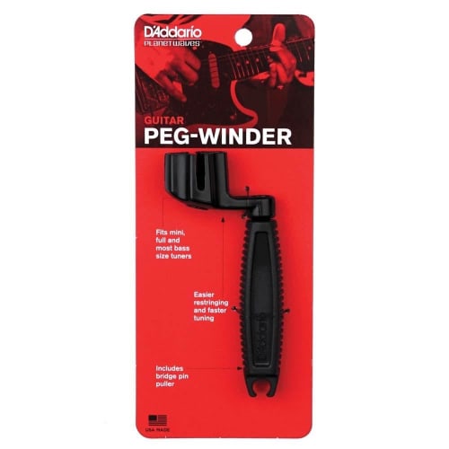 D'Addario Peg Winder PWPW1 for Guitar with Pinch Puller (Also Compatible with Banjo and Mandolin)