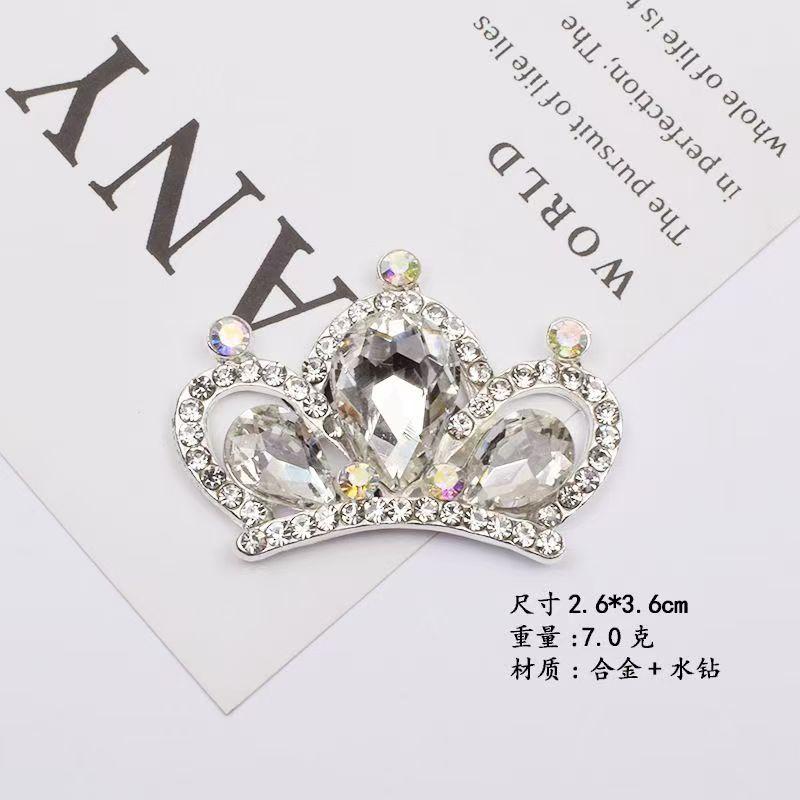 2 pieces of 26 * 36mm Korean style fashionable diamond studded alloy crown accessories DIY hair accessories bow tie snap button