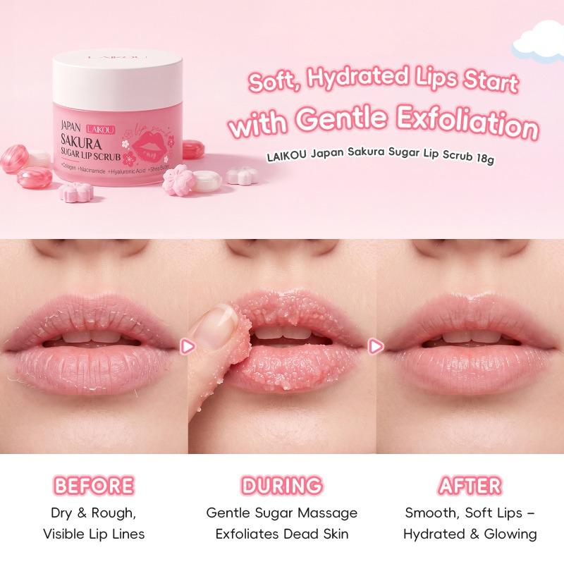 Japan Sakura Sugar Lip Scrub 18g for Daily Preparation Before Applying Lipstick
