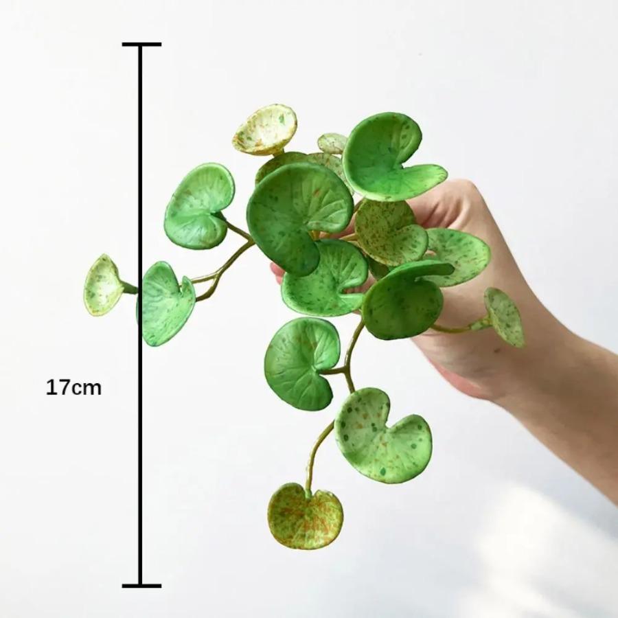 Soft Glue Artificial Plant Green Plants Wall Faux Copper Coin Grass Home Office Wall Hanging Succulent Plants Leaves Home Office
