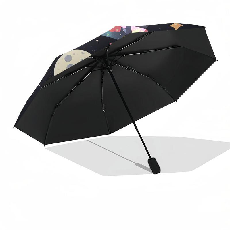 1pc Space Cat Adventure Umbrella with Plastic Handle, Suitable for All Seasons Outdoor PT417