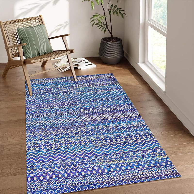 Retro Bedruckter Wohnzimmerteppich Geometrisches Muster Heim Sofa Couchtischmatte Schlafzimmer Dick und Pflegeleicht Bodenmatte