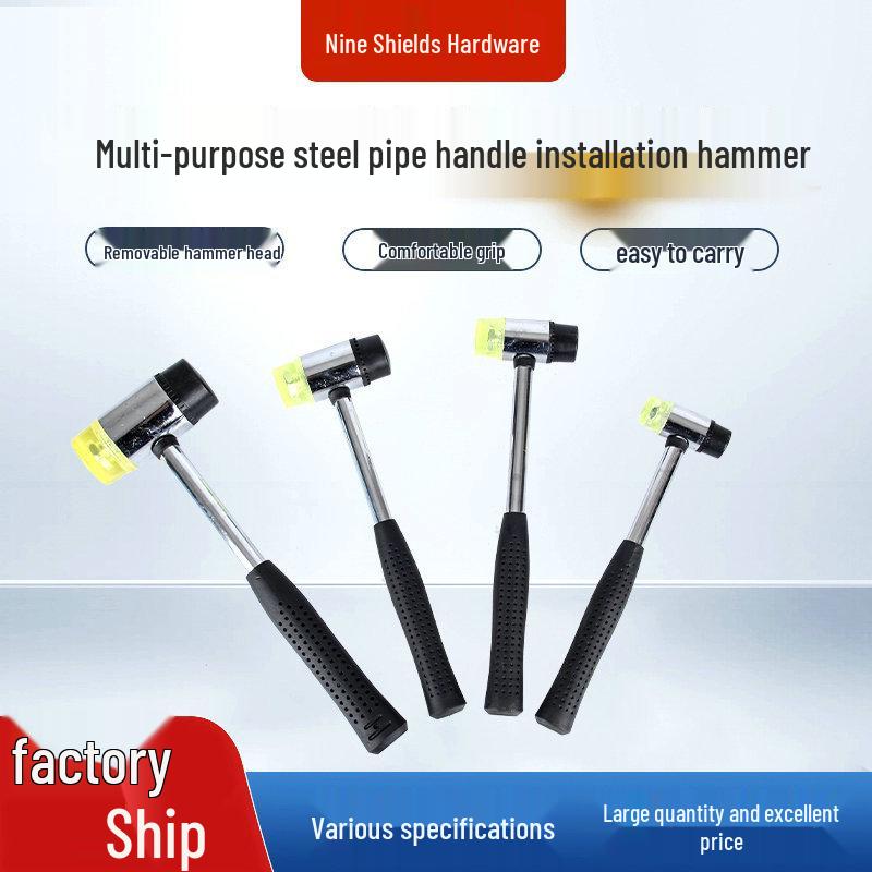Detachable Double-Headed Rubber Mallet with Steel Handle for Installation and Glass Tapping